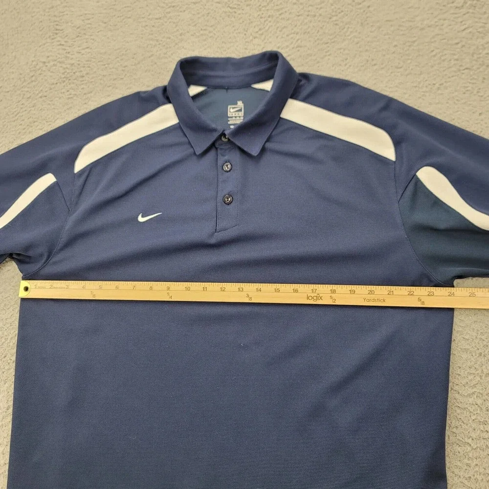 Nike Shirt Mens XL Blue Nike FitDry Raglan Sleeve Polo Casual Golf Outdoors Team
